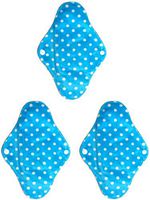 3-Pack Aslana Reusable Cloth Menstrual Period Pads Sanitary Napkins for Daily Light Flow or Pantiliners - Small Size (9" x 6.5") 4 Layers, Polka Dot Turquoise