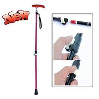 Aluminum Alloy Old Man's Cane, Solid Wood Handle Trekking Pole, Ultra Light Cane 60-95CM, 5 Files Height Adjustable,for Elderly, Handicapped,WineRed