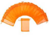 ZUUC Organza Drawstring Pouch Bag,2.8''W x3.6" L, Pack of 100 (Orange)