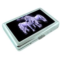 Unicorn Love Em8 Hip Silver Cigarette Case Id Holder Metal Wallet 4" X 2.75" RFID Protection