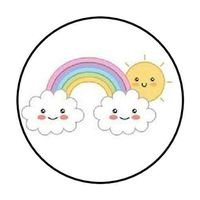 HotSaleStore Sticker Seals 48 Rainbow Sun Envelope Seals Labels Stickers 1.2" Round