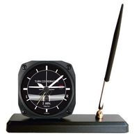 Trintec 2060 Series NV Aviation 2 Minute Turn and Bank Desk Pen Set with Alarm Clock 3.5