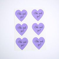 She Said Yes Heart Stickers by Once Upon Supplies, Labels and Seals for Wedding Invitations, Save The Dates, Bridal Shower Invitations, 1.5 X 1.5 Inches, Purple, 48 Stickers