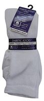 Diabetic Cotton Natural Blend Circulatory Crew Socks 3 Pack (13-15, White)