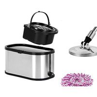 GHH Mop and Buckets Sets with 2 Refill Microfiber Mop Head Double Drive 360° Rotating Magic Bucket Set with Drain Hole