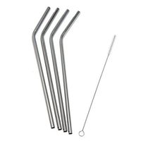 BLLKE Long Stainless Steel Drinking Straws Set of 4, FDA Standard Straws Reusable Straws for 30 oz Tumbler and 20 oz Tumbler, 1 Cleaning Brush Included
