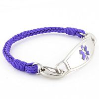 Braided Medical Alert ID Bracelet - Custom Engraving Included -Fun, Modern & Casual - Grape