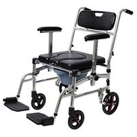 YL 3-in-1 Medical Transport Wheelchair Aluminum Bathroom Shower Chair, Folding Transport Wheelchair for Adults has 8” Rear Wheels,Locking Casters and Thick Padded Seat, Wheelchair Over Toilet