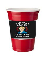 4 Pack of Vinyl Decal Stickers for Disposable Cups/A Woman's Place Is In the White House Hillary