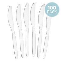 Plasticpro Disposable Clear Plastic Knives Heavyweight Utensils Pack of 100 Count
