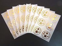 Minilabel 34mm Round Printed Stars , Shiny Gold On Clear , Plastic Decorative Seal Labels Gift Wrap Craft Stickers