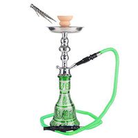 Lovinouse Premium 1 Hose Nargila Hookah Complete Set, Smoking Water Pipe Bong Tobacco, Blue Ceramic