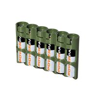 Storacell by Powerpax SlimLine AAA Battery Caddy, Military Green, Holds 6 Batteries