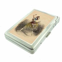 Vintage Gypsy Woman Fortune Teller D3 Cigarette Case Lighter Smoking King Size Cigarettes Silver Metal Wallet 4" X 2.75" RFID Protection