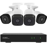 XMARTO 5MP Super HD 8CH PoE Home Security Camera System, 4pc H.265+ 5MP Security IP Camera, 2-Way Audio, 8CH 5MP H.265+ NVR, Easy Remote Access, IR Night Vision, Weatherproof, w/o Hard Drive (ES5084)