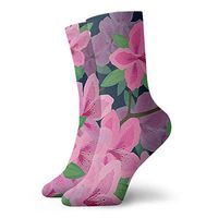 WEEDKEYCAT Azalea FlowersIllustration Adult Short Socks Cotton Classic Socks for Mens Womens Yoga Hiking Cycling Running Soccer Sports