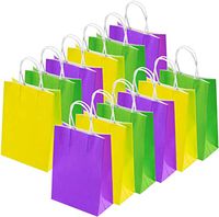 Cooraby 20 Pieces Kraft Paper Bags Mardi Gras Party Supplies Bags Craft Paper Bags with Handle for Birthday, Wedding and Party Celebrations
