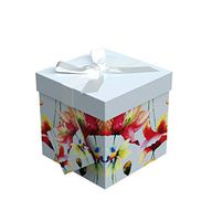 Gift Box 5"X5"X5" - Sonia Collection - Easy to Assemble & Reusable - No Glue Required - Ribbon, Tissue Paper, and Gift Tag Included - EZ Gift Box by Endless Art US