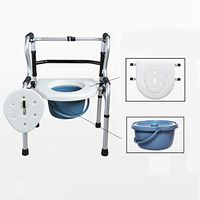 LTLHXM Walking Frame with Ergonomic Handle and Toilet Chair Lightweight Folding Adjustable Height Walker Mobility Aid Helps with Walking Independently Elderly Grandparents Disabled Injured