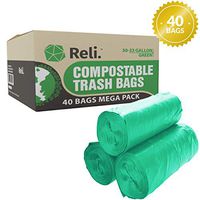 Reli. Compostable 33 Gallon Trash Bags (40 Count) - Large Biodegradable Compost Trash Bags 30 Gallon - 33 Gallon, 35 Gal, Eco-Friendly, Decompostable Garbage Bags (33 Gal)