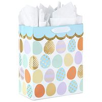Hallmark 13" Large Easter Gift Bag with Tissue Paper (Pastel and Gold Foil Easter Eggs) for Easter Baskets, Egg Hunts, Kids Gifts and More