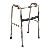 Yadianna Cozy Elderly Walker Foldable Old Man Auxiliary Double Armrests Four Feet Black Flat Steel Walker 45×37×75(91) cm Non-Slip Walking Stick with Hospital