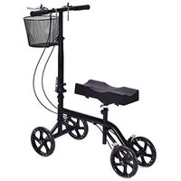 LHONE Knee Walker Scooter Foldable AdjustableHeavy Duty Drive Medical Steerable Knee Broken Leg,Foot Injuries Walker with Dual Brake Crutch Alternative & Basket Black