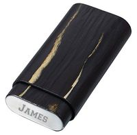 Personalized Visol Silas Exotic Dark Wood Cigar Case - 3 Cigars with Free emgraving