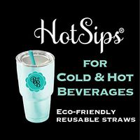 HotSips Reusable Straws 4 Large with Travel Case, Coral w/Navy Stripe Reusable ECO Friendly Straws for Both Cold & Hot Large Beverages 20oz - 40oz Non Toxic BPA Free FDA Grade Material Recyclable