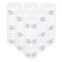 Nexskin 6" Organic Latex Free American Cotton - Comfort Elastic Bandage with Clip Fasteners - White, 6 Pack
