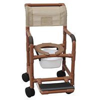 MJM International 118-5TL-SQ-PAIL-DDA-SSDE Standard Shower Chair with Commode Pail, Double Drop Arms, Soft Seat and 5" Casters Total Lock Casters, 300 oz Capacity, 40.5" Height x 22" Width x 25.25" Depth, Royal Blue/Forest Green/Mauve