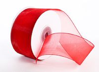 25 Yard Spool of Elegant Light and Sheer Red Organza Ribbon- 1.5" Wide