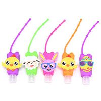 XIDAJIE 5Pack Cartoon Silicone Hand Sanitizer Holder 30 ML Reusable Liquid Soap Detachable Bottles Keychain Carriers Kids Travel Bottles B