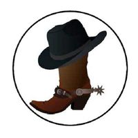 HotSaleStore Sticker Seals 48 Cowboy Boot and Hat!!! Envelope Seals Labels Stickers 1.2" Round