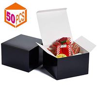 MESHA Gift Boxes 6x6x4in Gift Boxes for Bridesmaids Paper Boxes with Lids for Crafting, Cupcake Boxes (Black-50Pcs)
