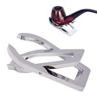 Leen4You Cigar Holder Rack Portable Foldable Stainless Steel Tobacco Smoking Pipe Stand Kit Set Silver
