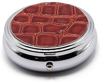 Red Leatherette - Pocket Purse Portable Travel Pill Box & Medicine Organizer (3 Compartments)