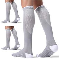 3 Pairs Compression Socks for Women and Men 20-30mmHg-- Circulation and Muscle Support Socks for Travel, Running, Nurse, Medical GREY S/M