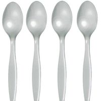 Shimmering Silver Premium Plastic Spoons 50 count (010587B)