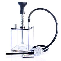 BuBu-Fu Glass Hookah Set Hose Hookah Complete Set Micro Modern Acrylic Cube Hookah LED Shisha Hookah Little Hookah with LED Light Remote Control
