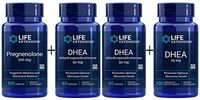 Life Extension Pregnenolone 100 mg, 100 Capsules, DHEA 50 Mg, 60-Capsules (2 Pack), DHEA 25 Mg, 100 Tablets (Bundle of 4)