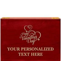 Crown Awards Happy Valentines Day Rosewood Humidor Gift, Customize with Your Own Text Engraving Prime