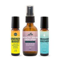 Migraine Relief Kit by MigraFreeze | Complete 3 Pack Includes Migraine Soother Essential Oil Roll-On Blend, Energy Boost Roll-On Blend, Healthy Brain Lavender Linen Spray | High Quality 100% Pure Oils