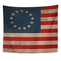 Semtomn Tapestry Artwork Wall Hanging Colonial Betsy Ross Vintage Look Early Flag Patriotic Aged 60x80 Inches Tapestries Mattress Tablecloth Curtain Home Decor Print