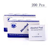Alcohol Pads, AOGER 200Pcs Alcohol Prep Pads Wipes, 70% Disposable Alcohol Prep Wipes Individual Package Portable Cleanser Cloth for Nail Art Cell Phone Dinnerware