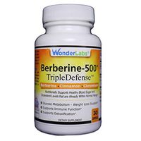 Berberine Cholesterol Blood Sugar Supplement: HCL 500+ TripleDefense Gluten & GMO Free Maintenance for Glucose, Metabolism, Heart & Immune System Health - Anti Inflammatory Cinnamon Chromium Detox