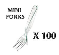 LORESO 100CT Plastic Clear Mini Forks For Fruit Dessert and Frozen cakes - Disposable, BPA Free, Reusable 3.8 Inches (Mini Forks 100CT Pack)