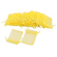 uxcell Organza Drawstring Candy Packing Pouch Wedding Party Gift Bag 50 Pcs Yellow