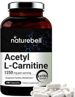 NatureBell Acetyl L-Carnitine Supplement, 1250 mg Per Serving, 180 Capsules, Strong Support Metabolism Function, No GMOs