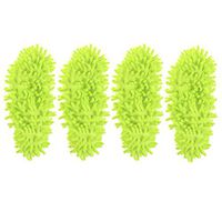 TOPBATHY 4 Pcs Microfiber Dust Mop Slippers Multi-Function Floor Cleaning Lazy Shoe Covers Dust Hair Cleaner Foot Socks Mop Caps (Green)